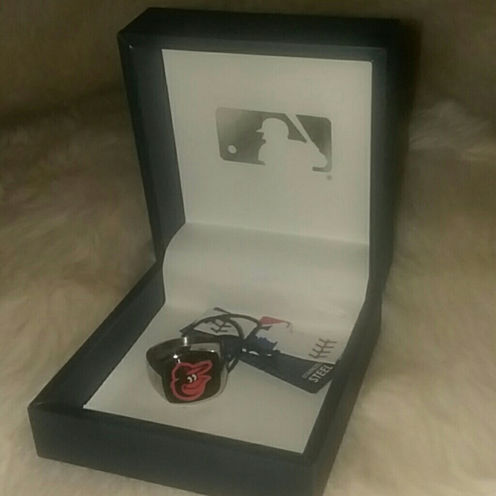 NWT Mens MLB Stainless Steel Orioles Ring Size 12